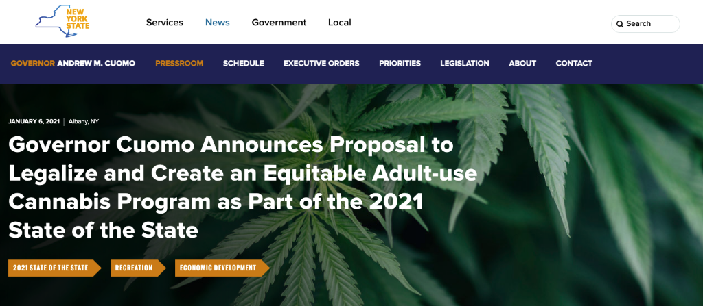 Governor Cuomo: cannabis legalization