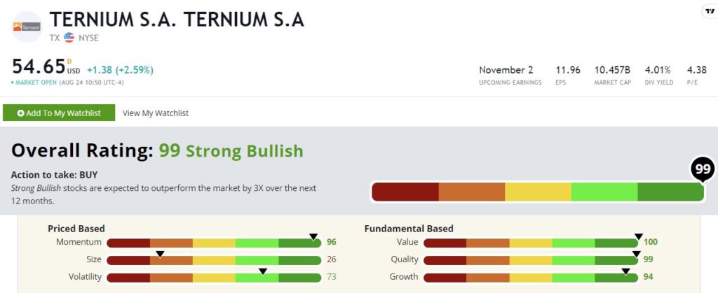 Ternium stock rating