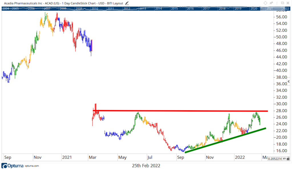 ACADIA stock chart earnings ACAD