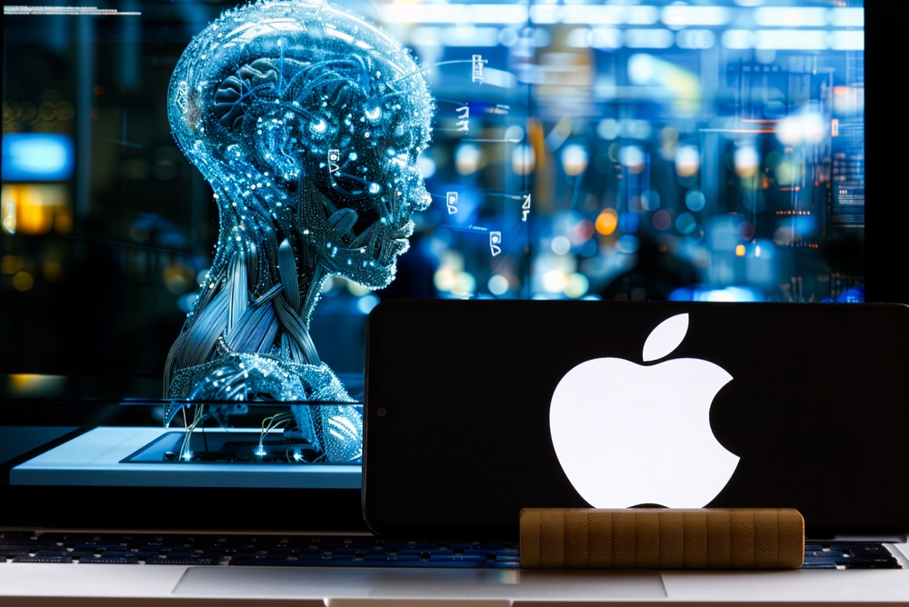 AAPL logo with AI in the background