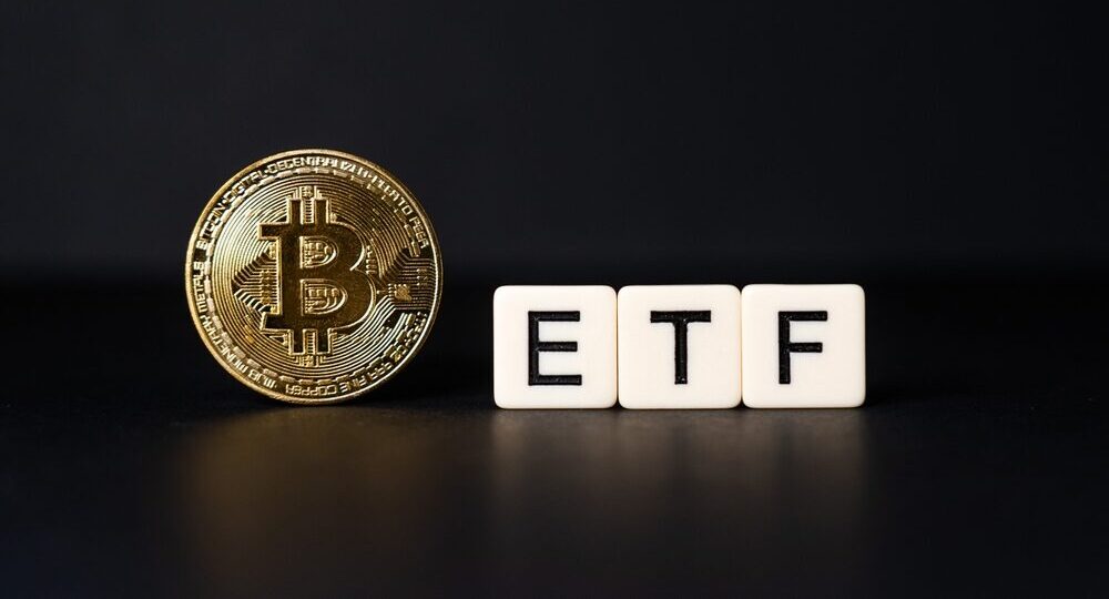 Bitcoin with ETF block letters